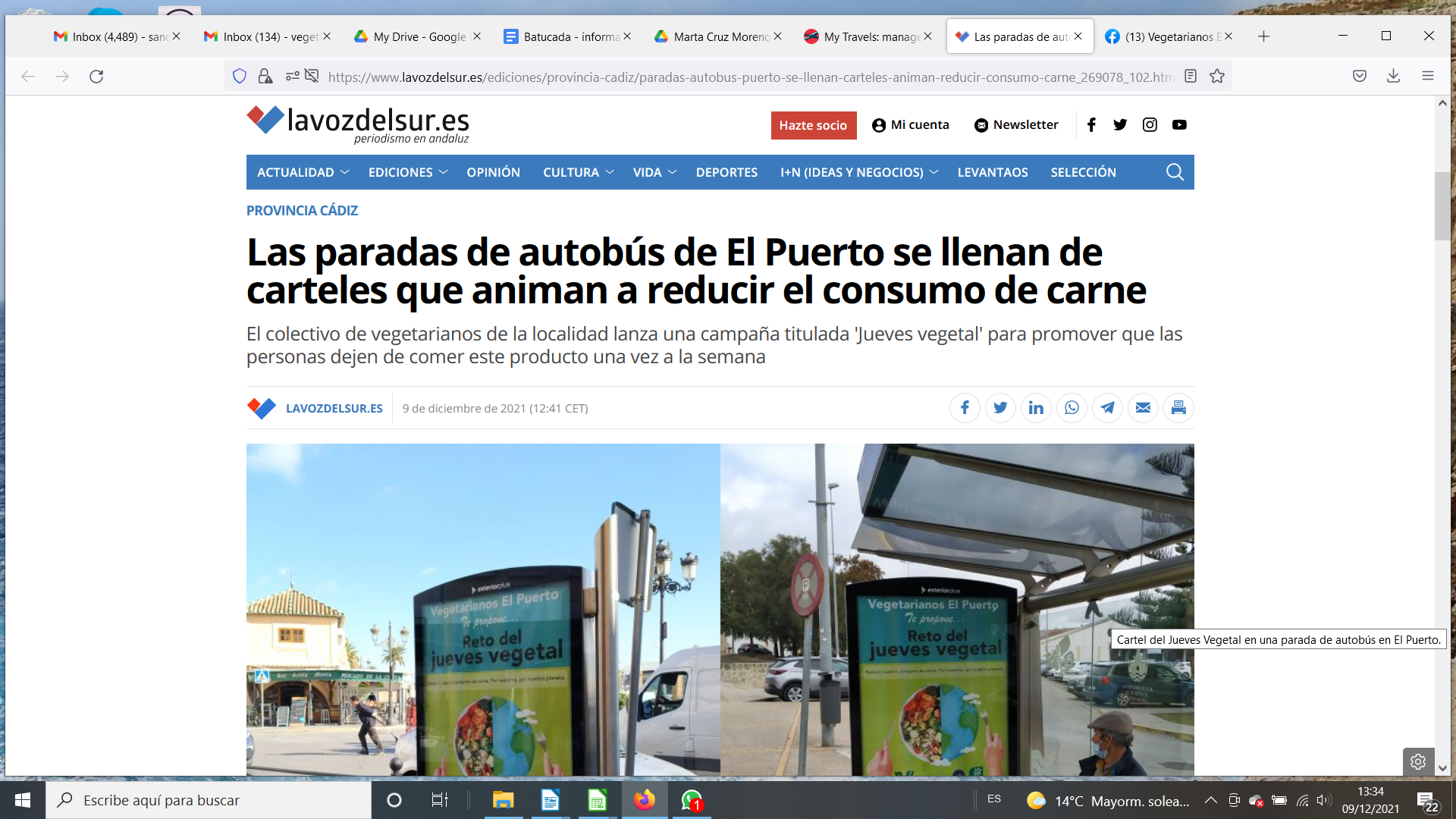 Jueves Vegetal – la publicidad está en dos autobuses en El Puerto!